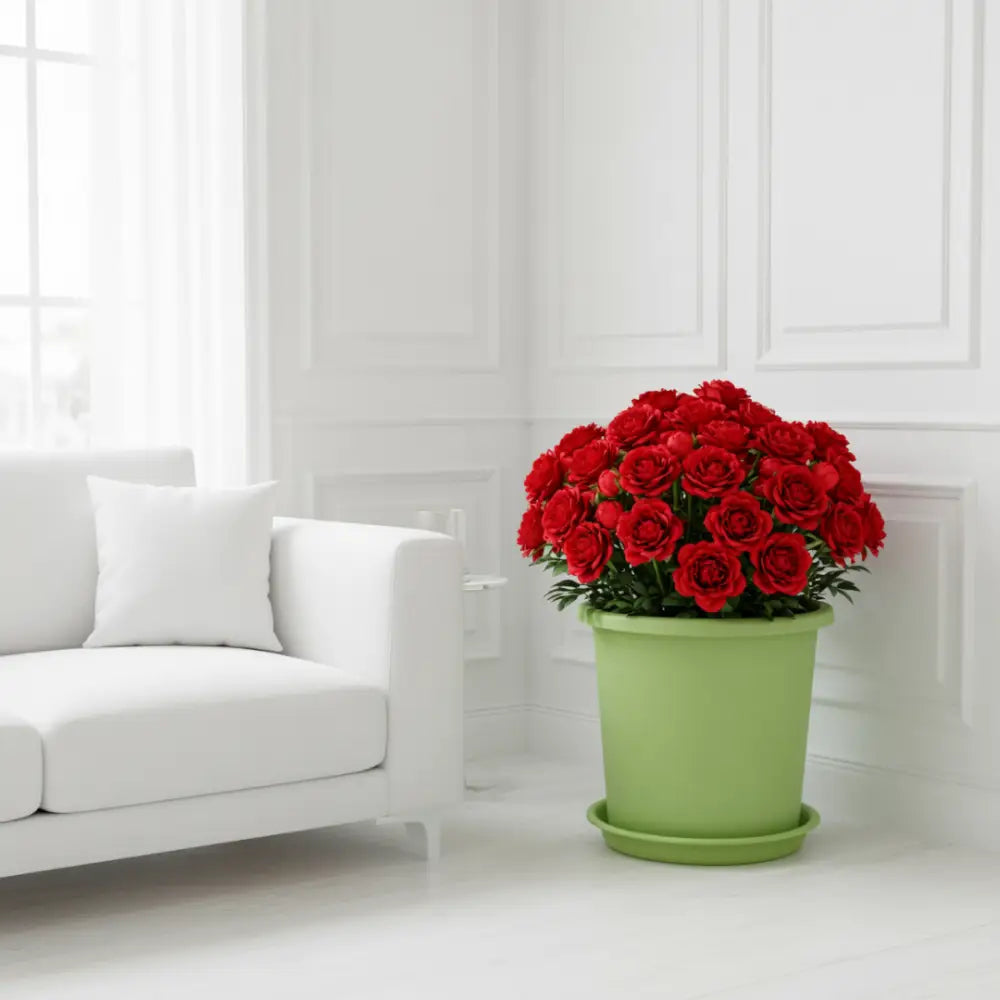 Grand pot de fleur vert anis