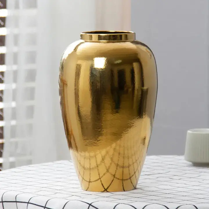 Grand vase deco doré