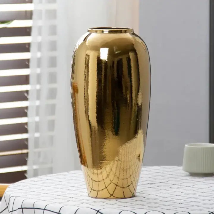 Grand vase deco doré