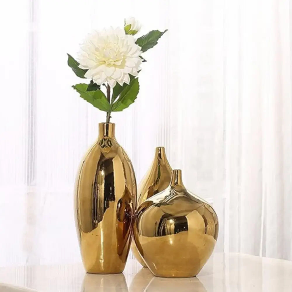 Vase à fleurs en céramique blanche avec contour doré Bud Promotion Vase à fleurs en céramique blanche avec contour doré Bud Promotion