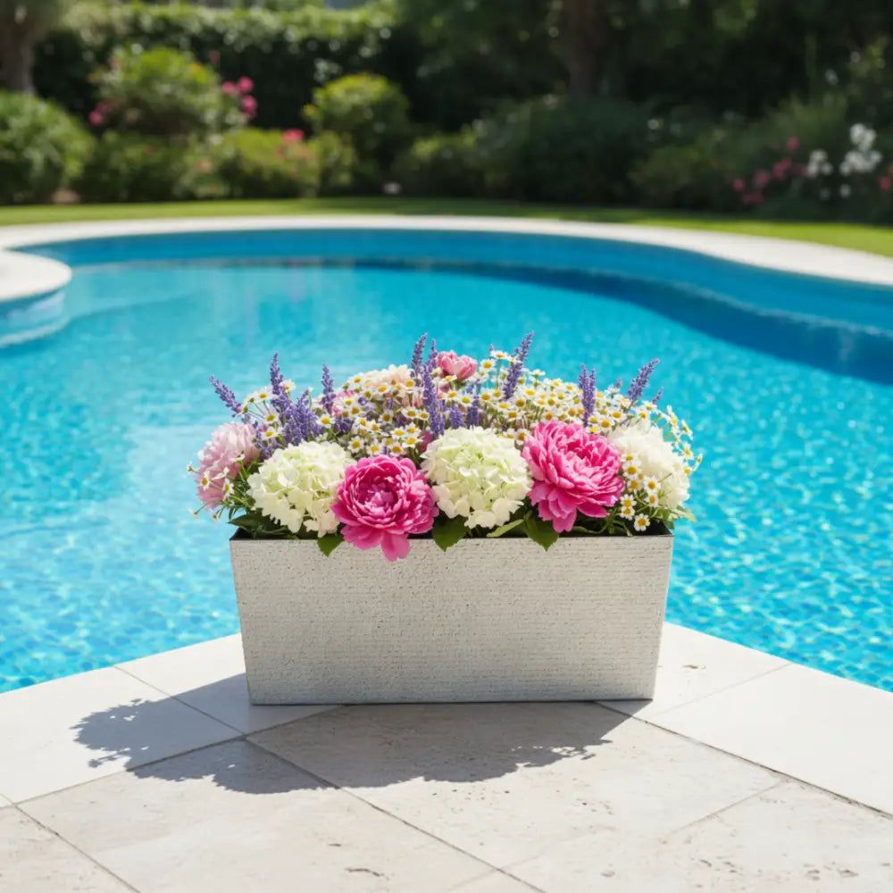 Gros pot de fleur exterieur rectangulaire