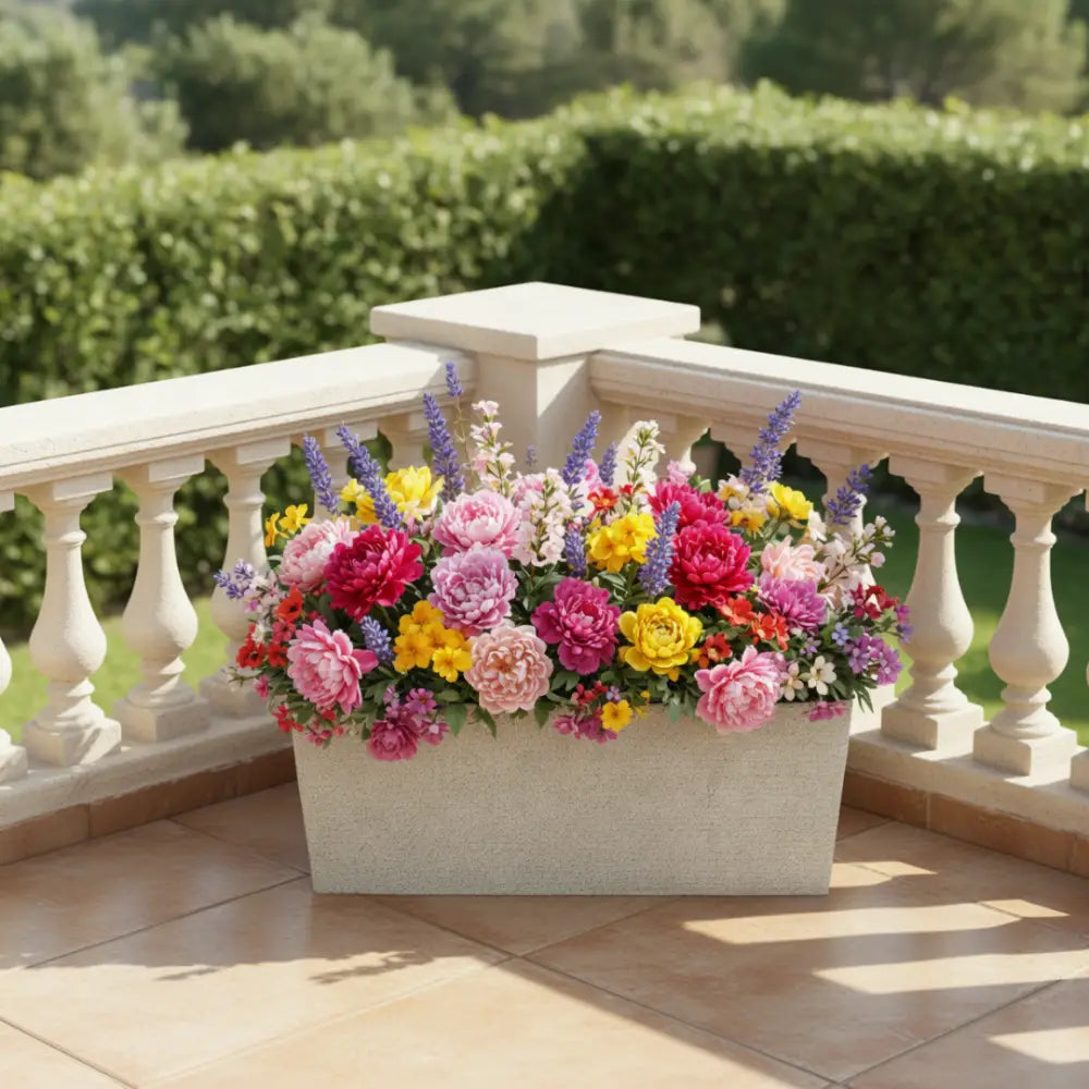 Gros pot de fleur exterieur rectangulaire - Sable