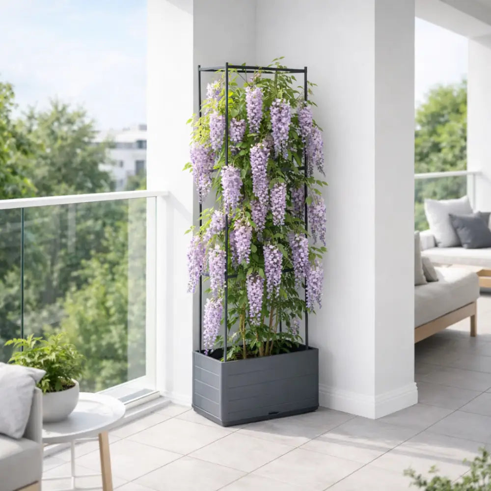 Jardinière avec treillis anthracite