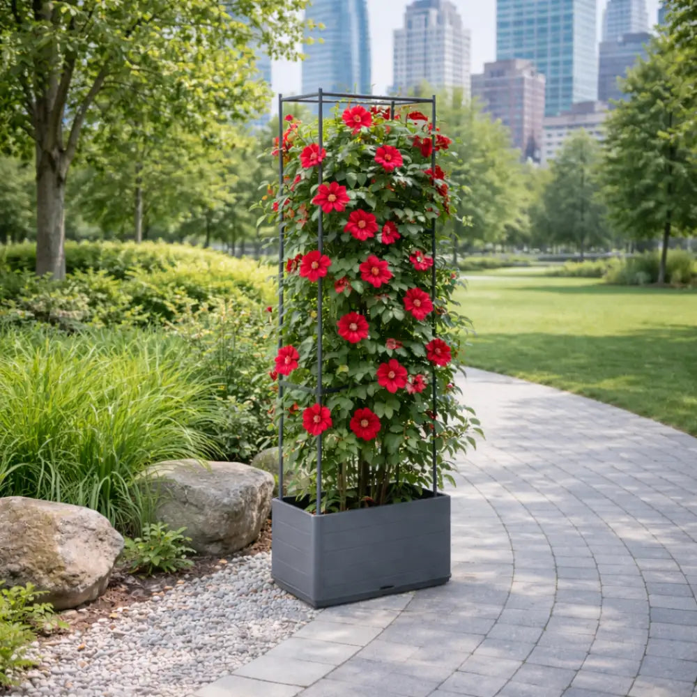 Jardinière avec treillis anthracite
