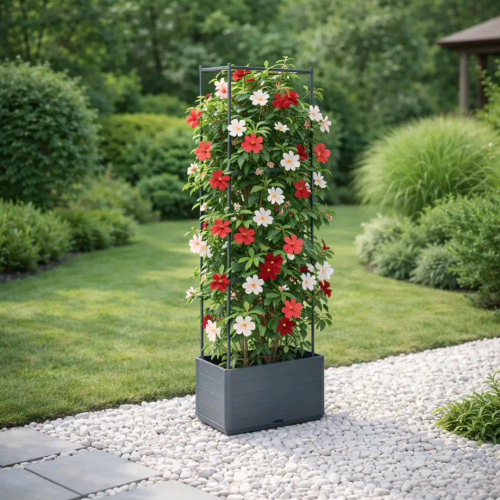 Jardinière avec treillis anthracite