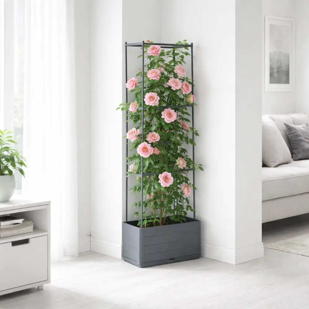 Jardinière avec treillis anthracite