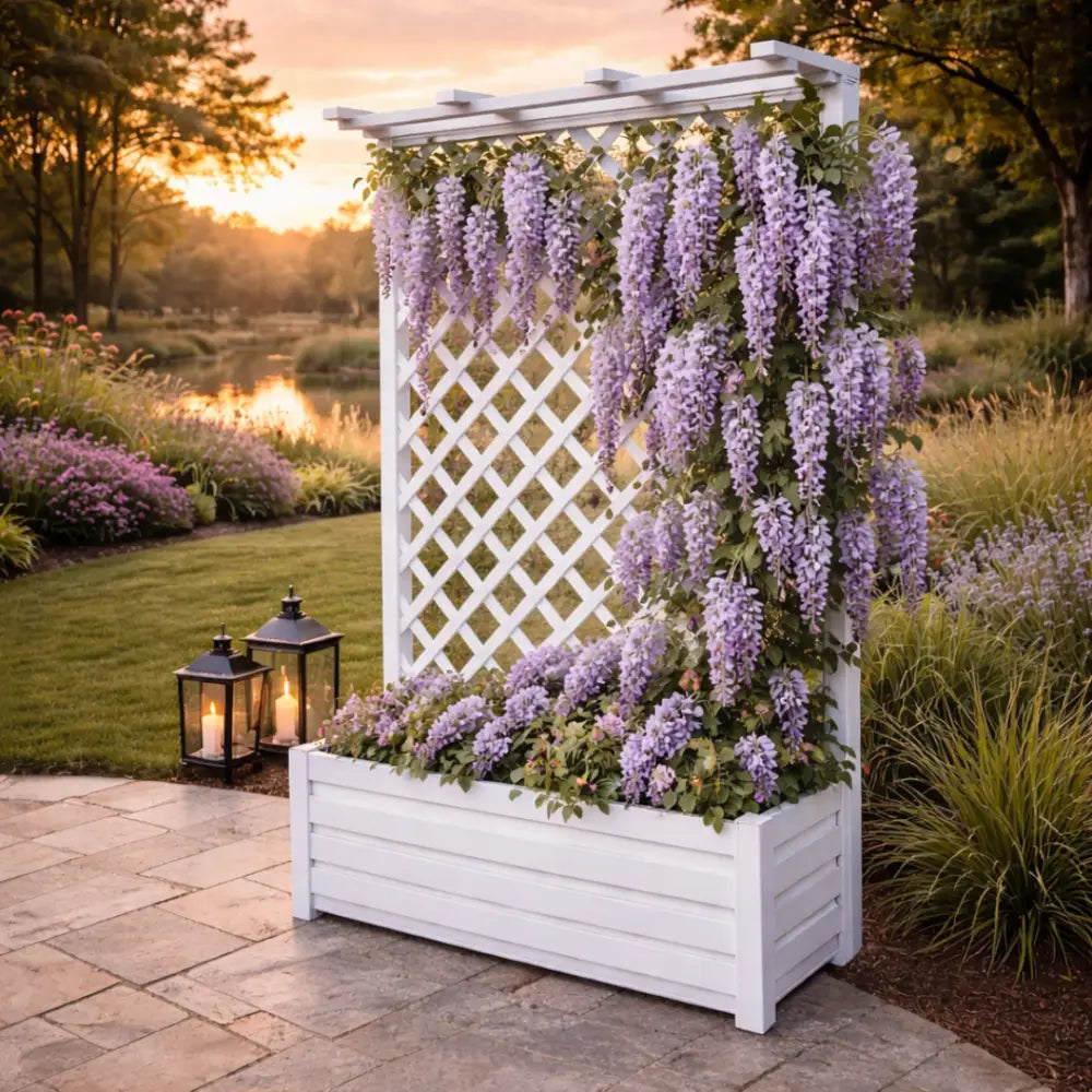 Jardinière avec treillis hauteur 180 cm