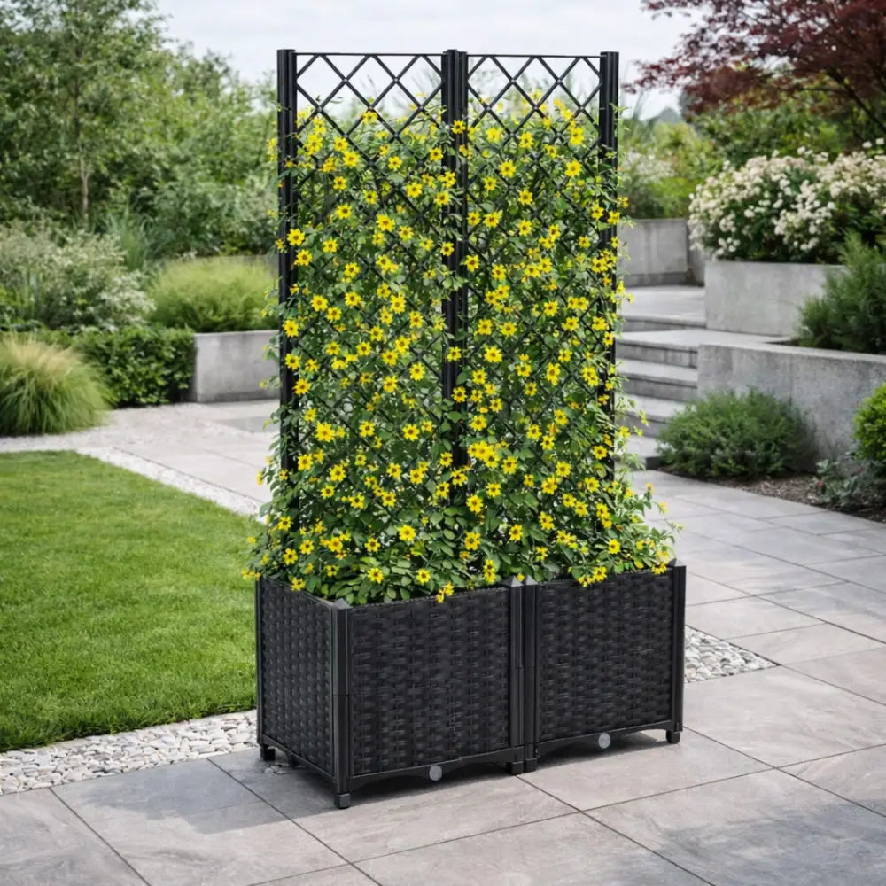 Jardinière avec treillis noir