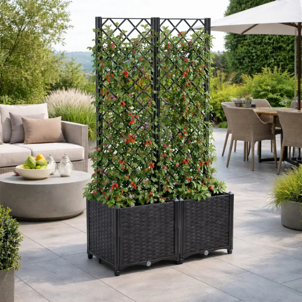 Jardinière avec treillis noir