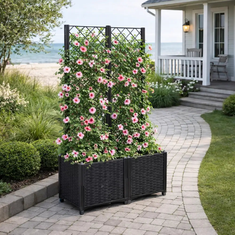 Jardinière avec treillis noir
