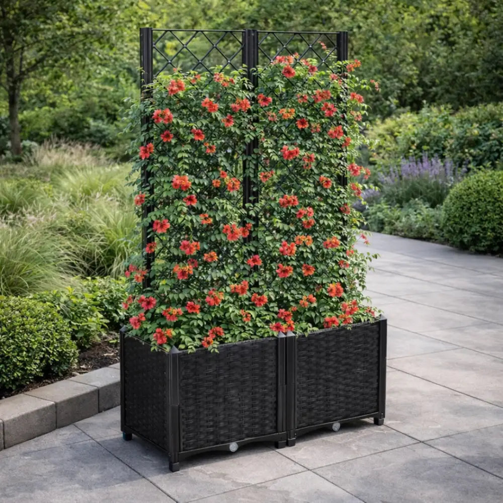 Jardinière avec treillis noir