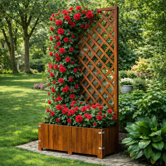 Jardinière en bois avec treillis