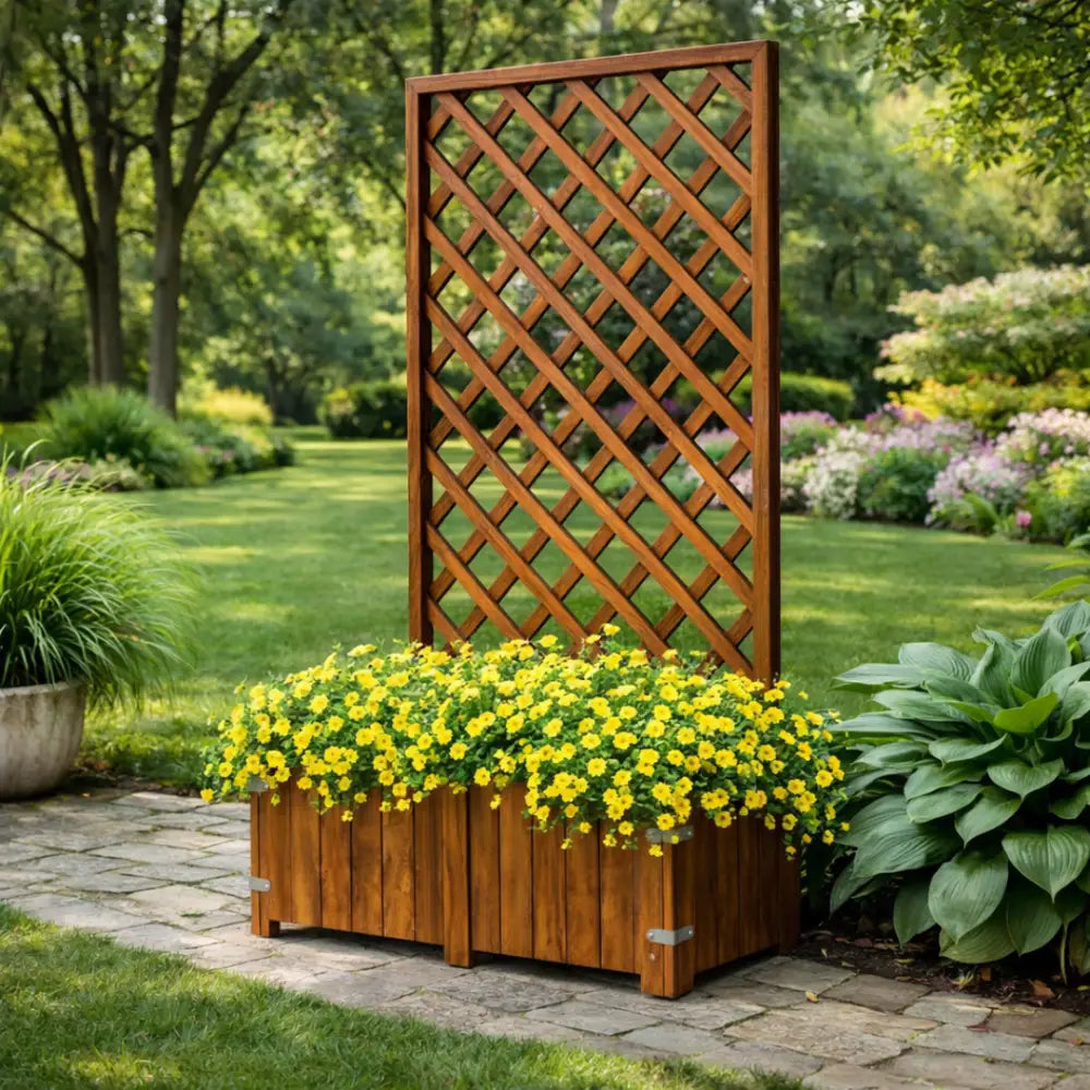 Jardinière en bois avec treillis