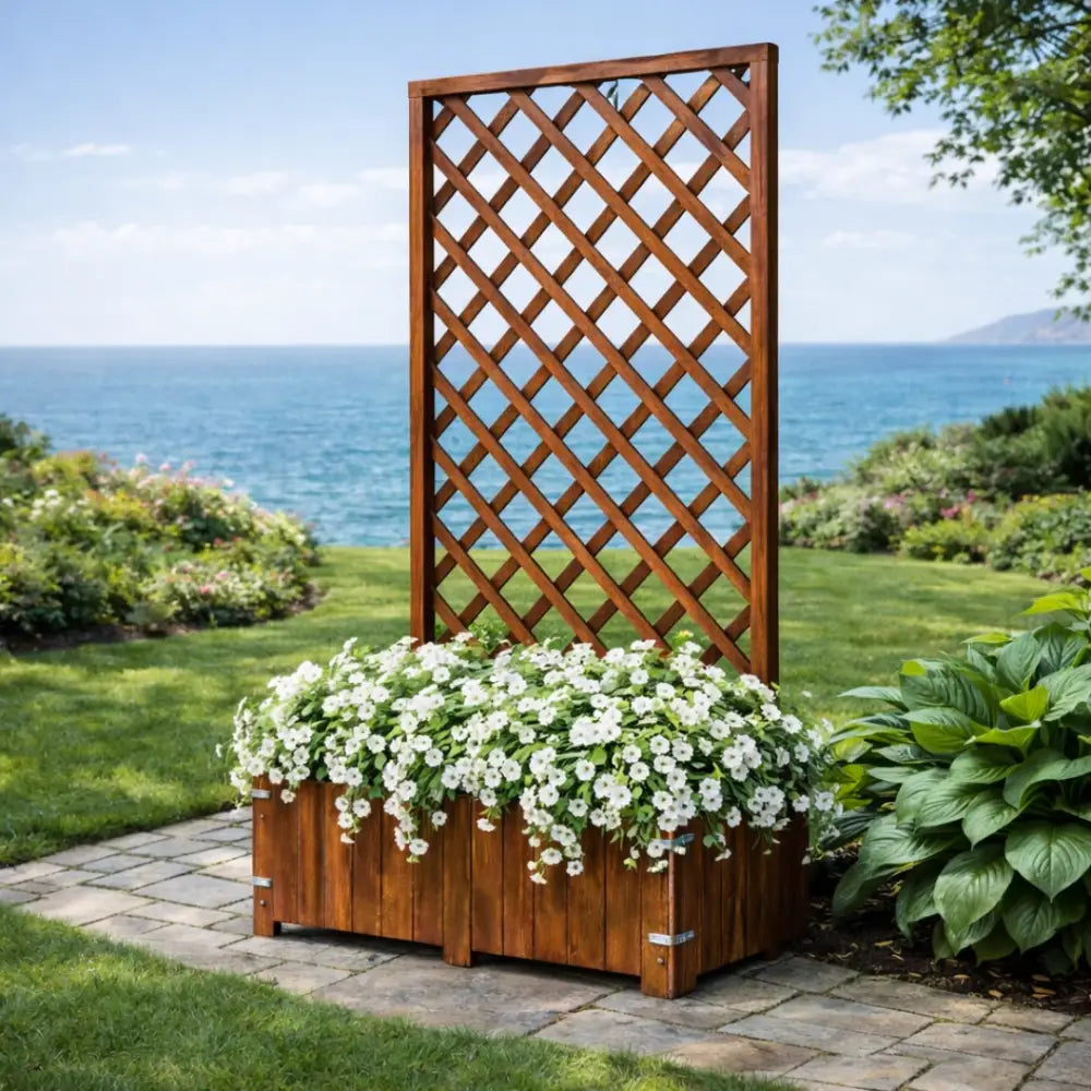 Jardinière en bois avec treillis