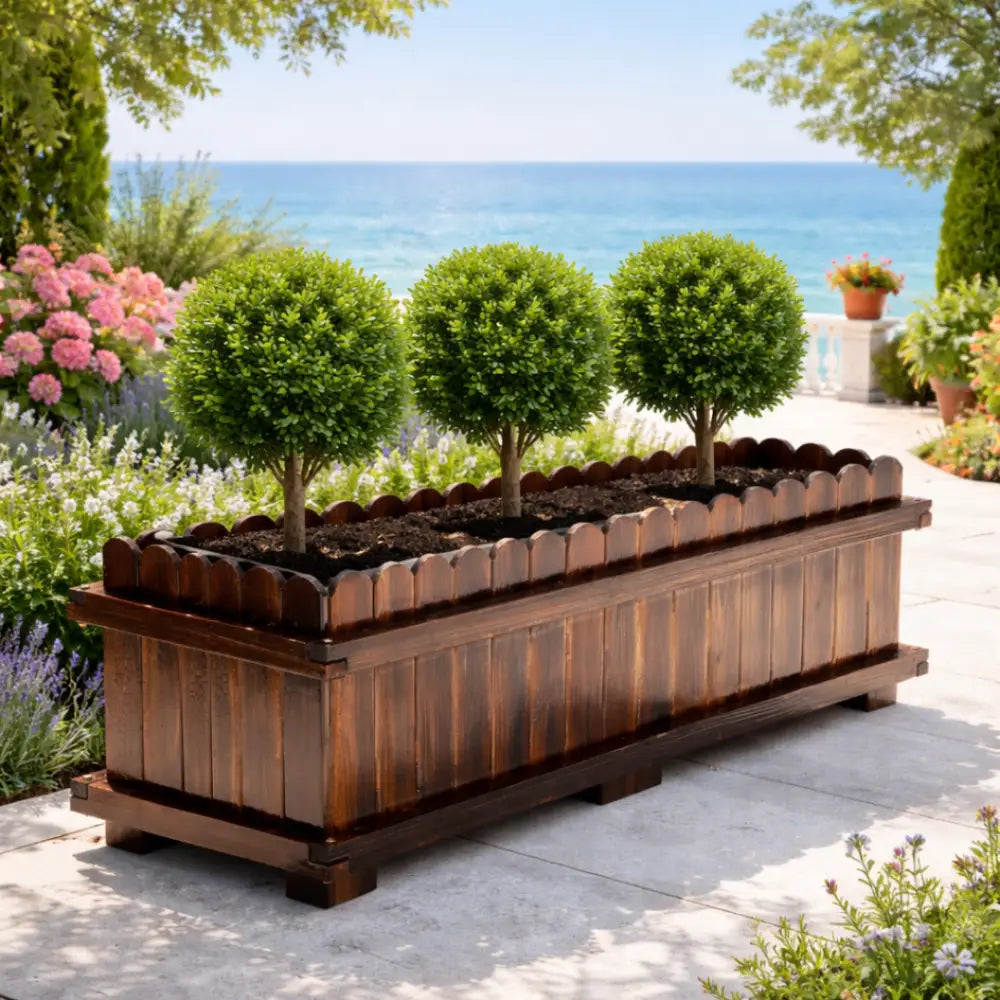 Jardinière en bois rectangulaire