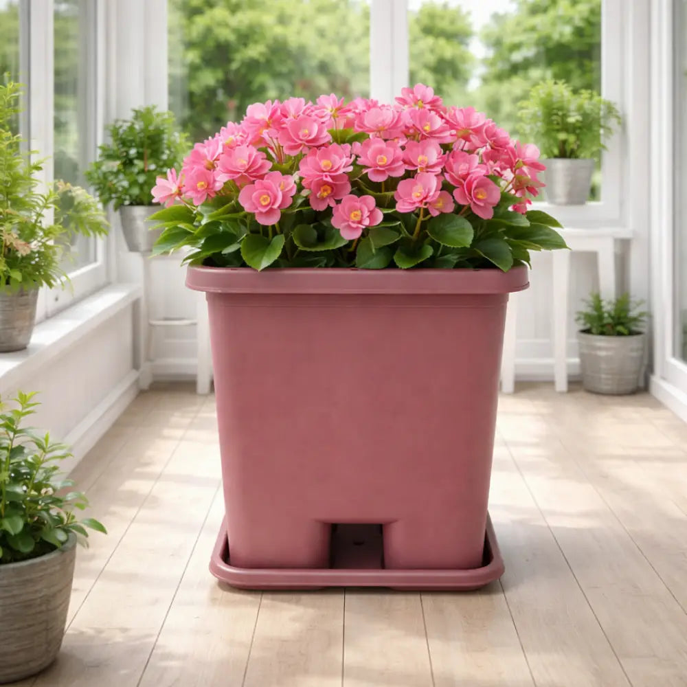 Jardinière en plastique recyclé - Rose marron