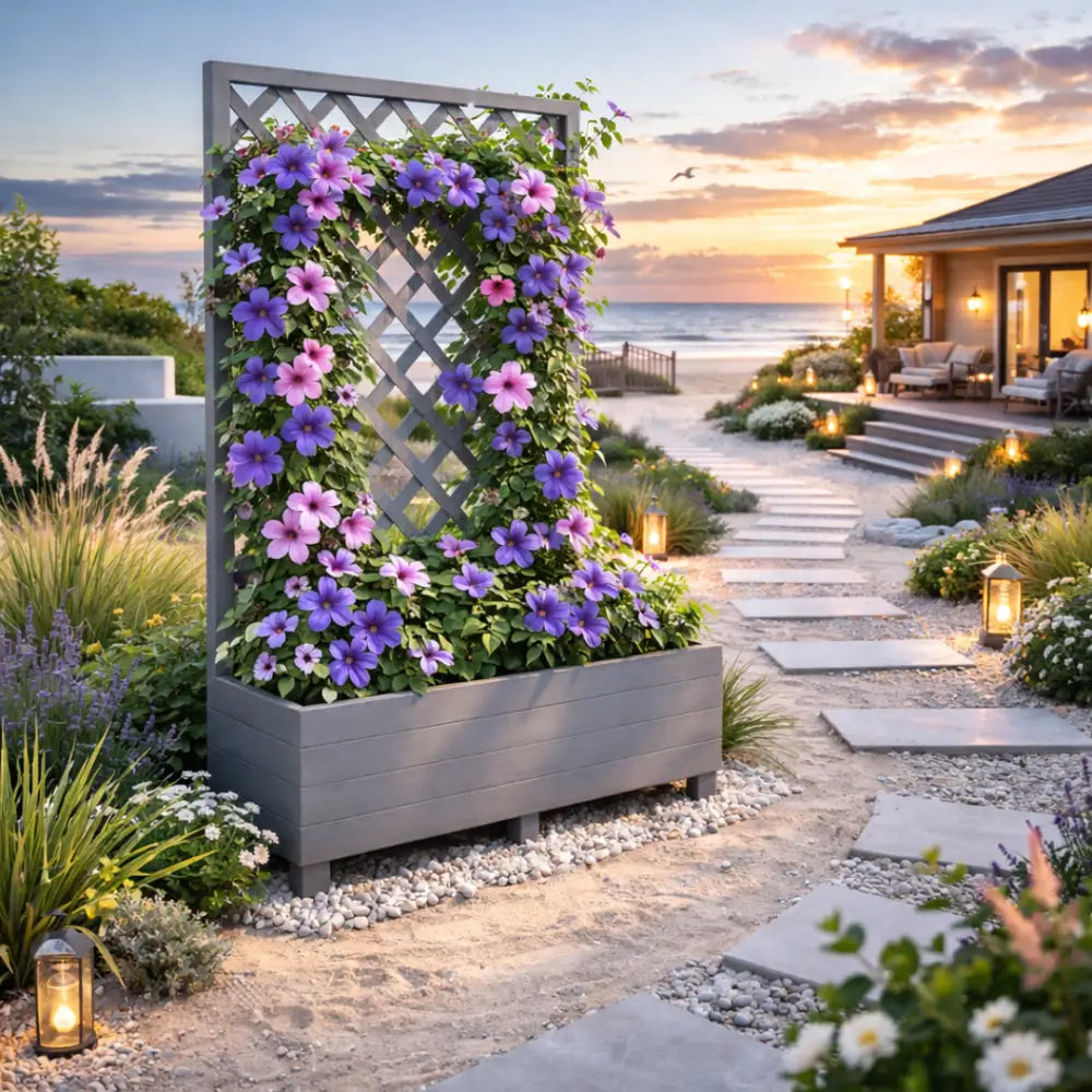 Jardinière haute avec treillis