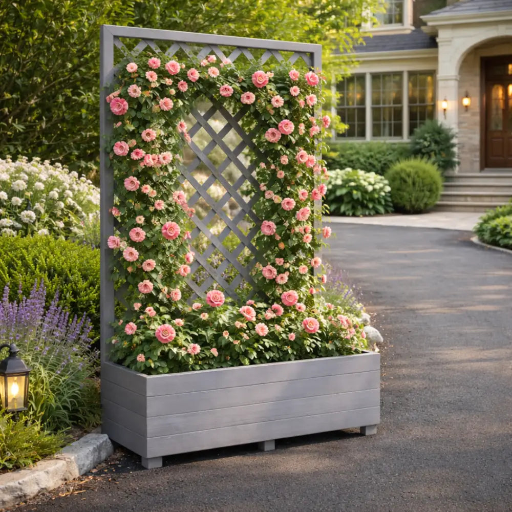 Jardinière haute avec treillis