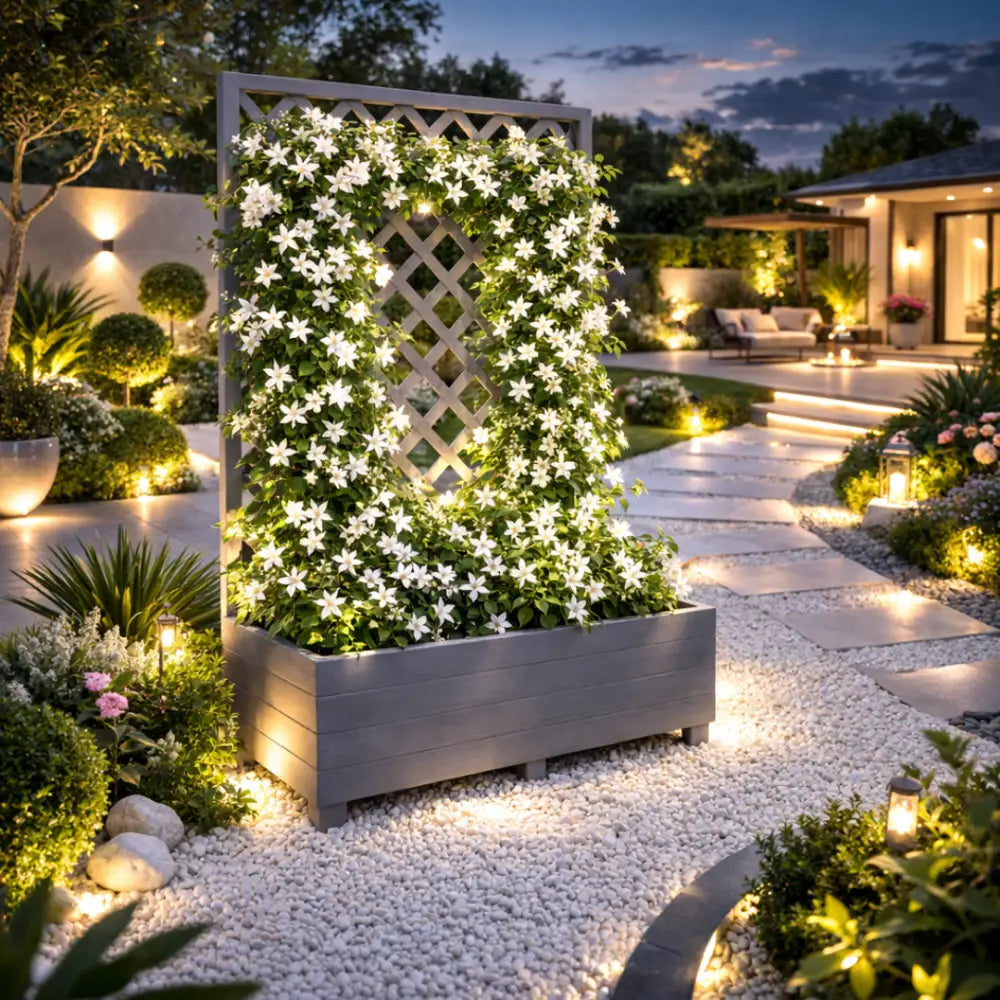 Jardinière haute avec treillis
