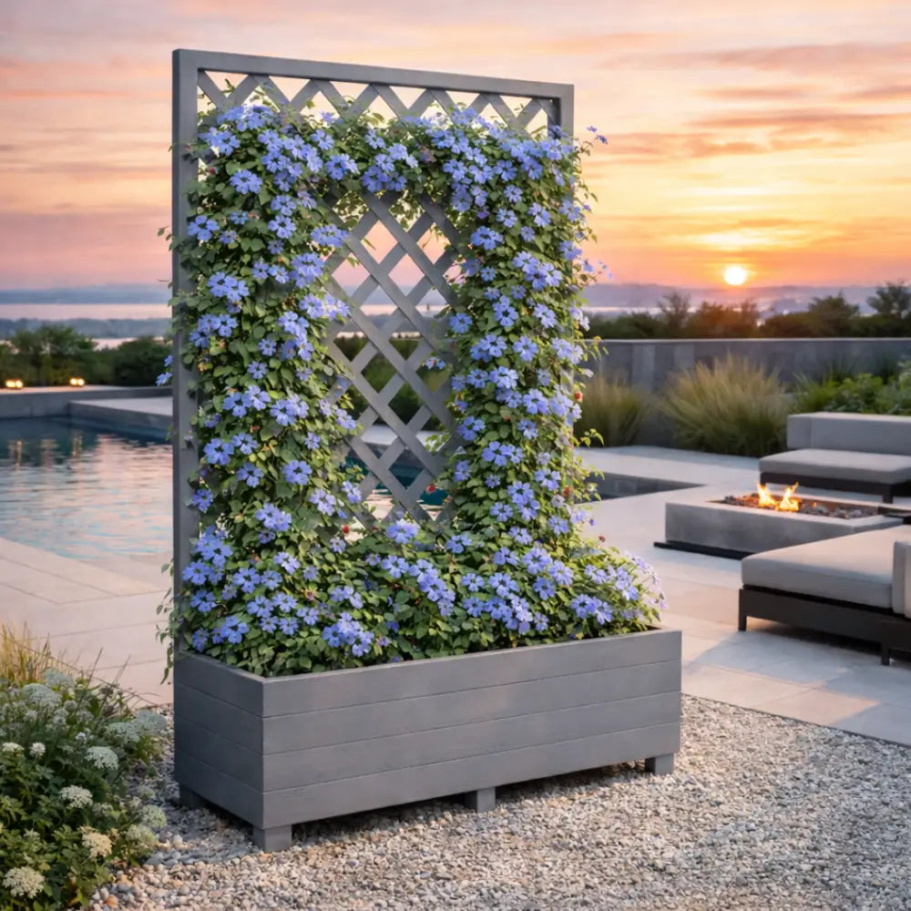 Jardinière haute avec treillis