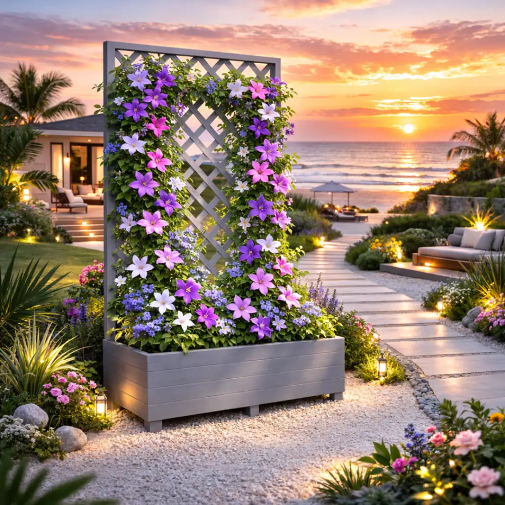 Jardinière haute avec treillis