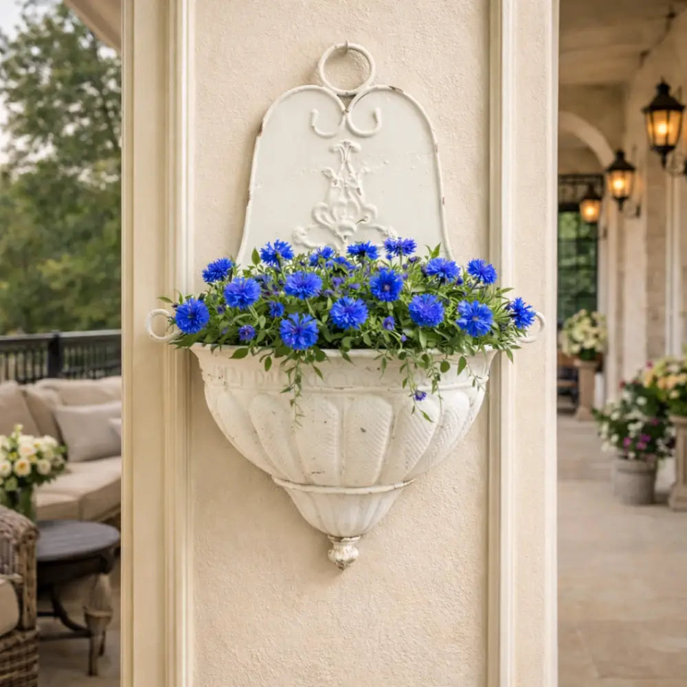 Jardinière murale fer forgé - Blanc vieilli
