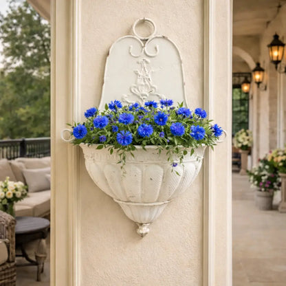 Jardinière murale fer forgé - Blanc vieilli