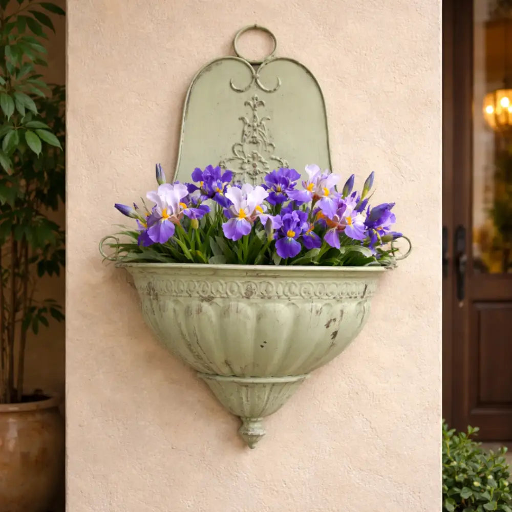 Jardinière murale fer forgé - Vert vieilli