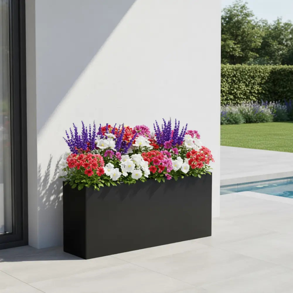 Jardinière noire rectangulaire