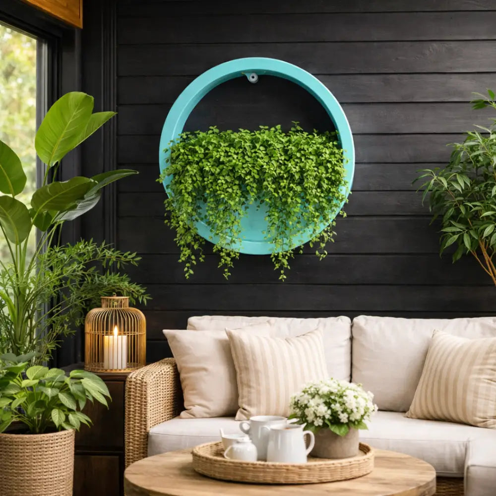 Jardinière ronde à suspendre - Bleu