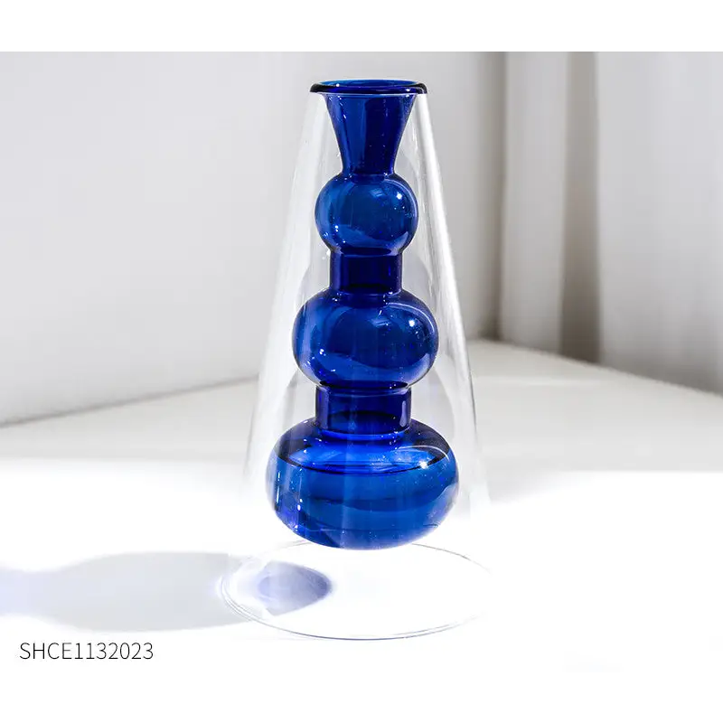 Petit vase en verre - Bleu saphir