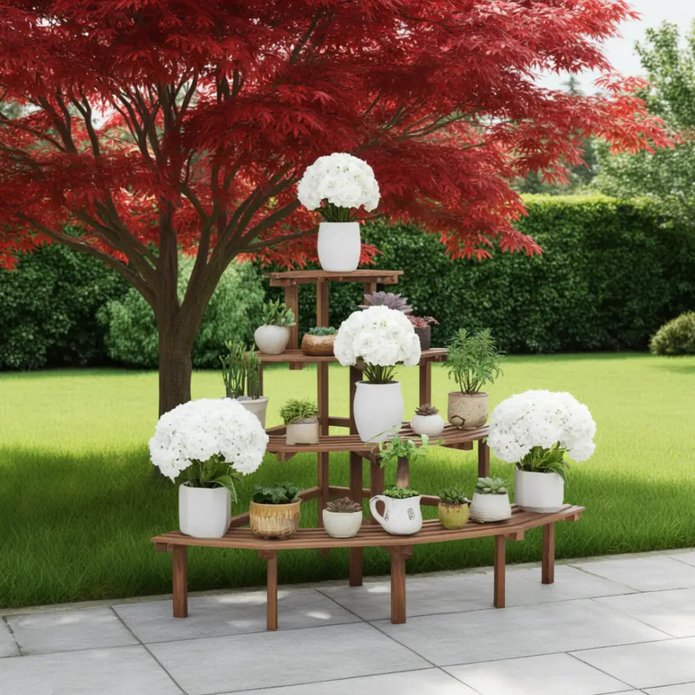 Porte plante d’angle en bois