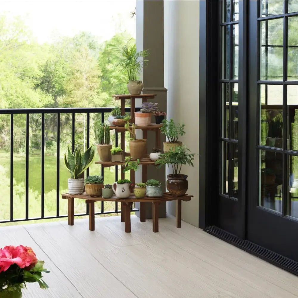 Porte plante d’angle en bois