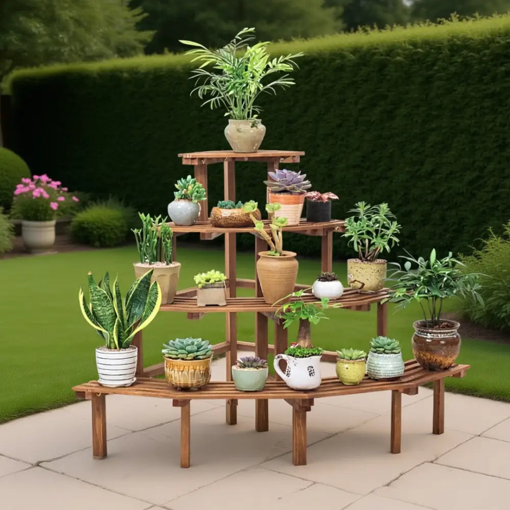 Porte plante d’angle en bois