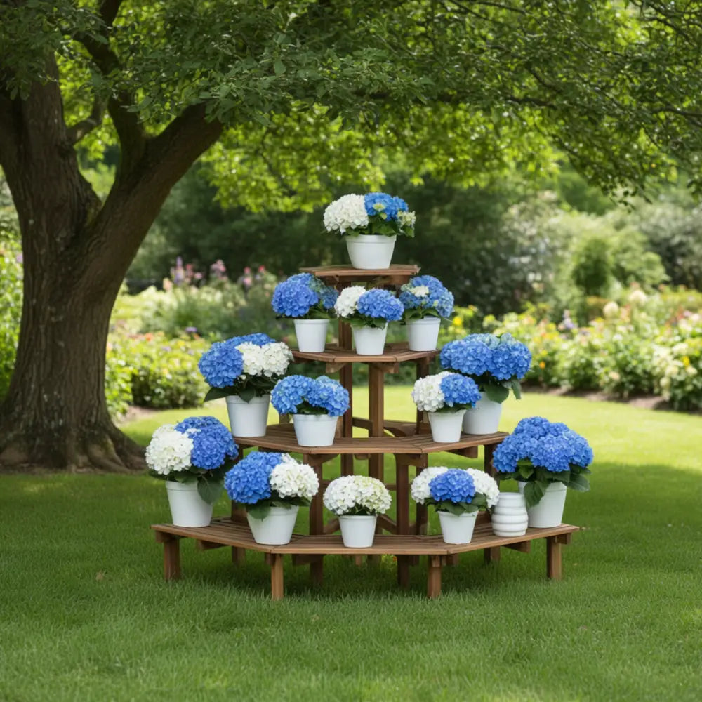 Porte plante d’angle en bois