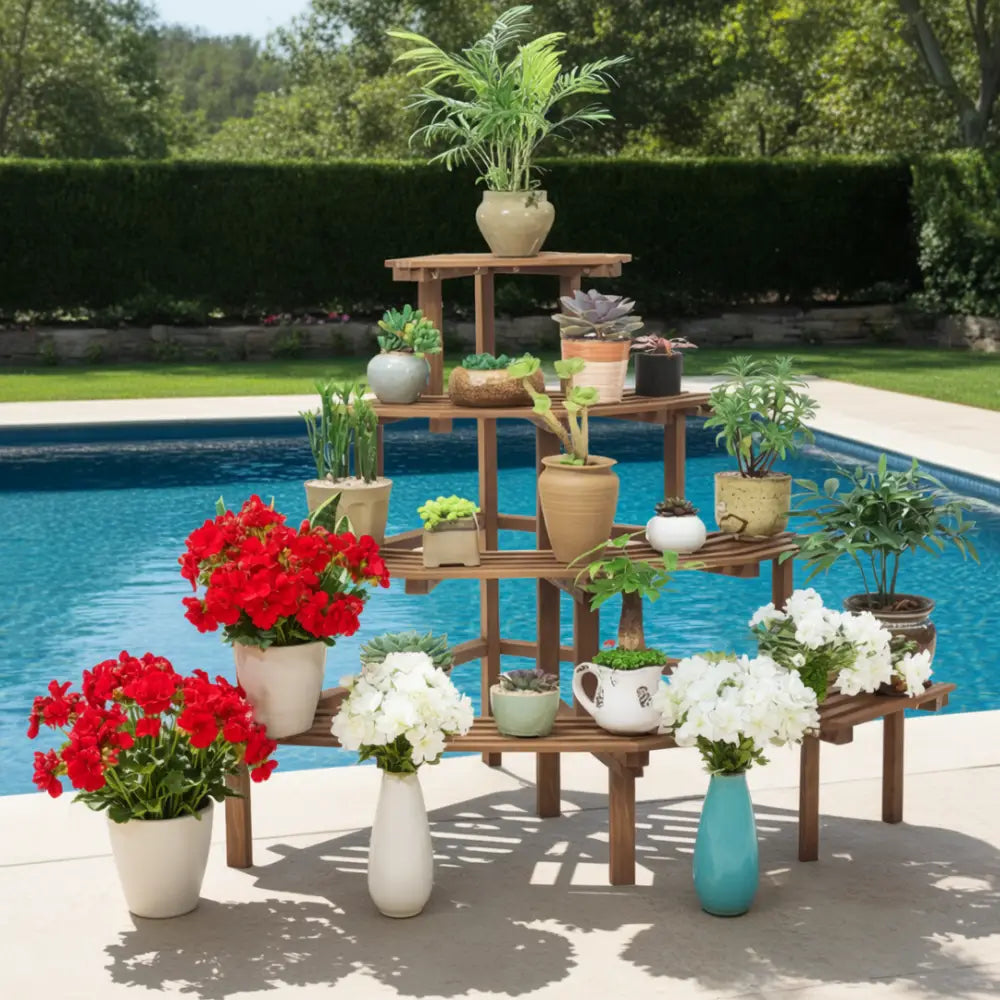 Porte plante d’angle en bois