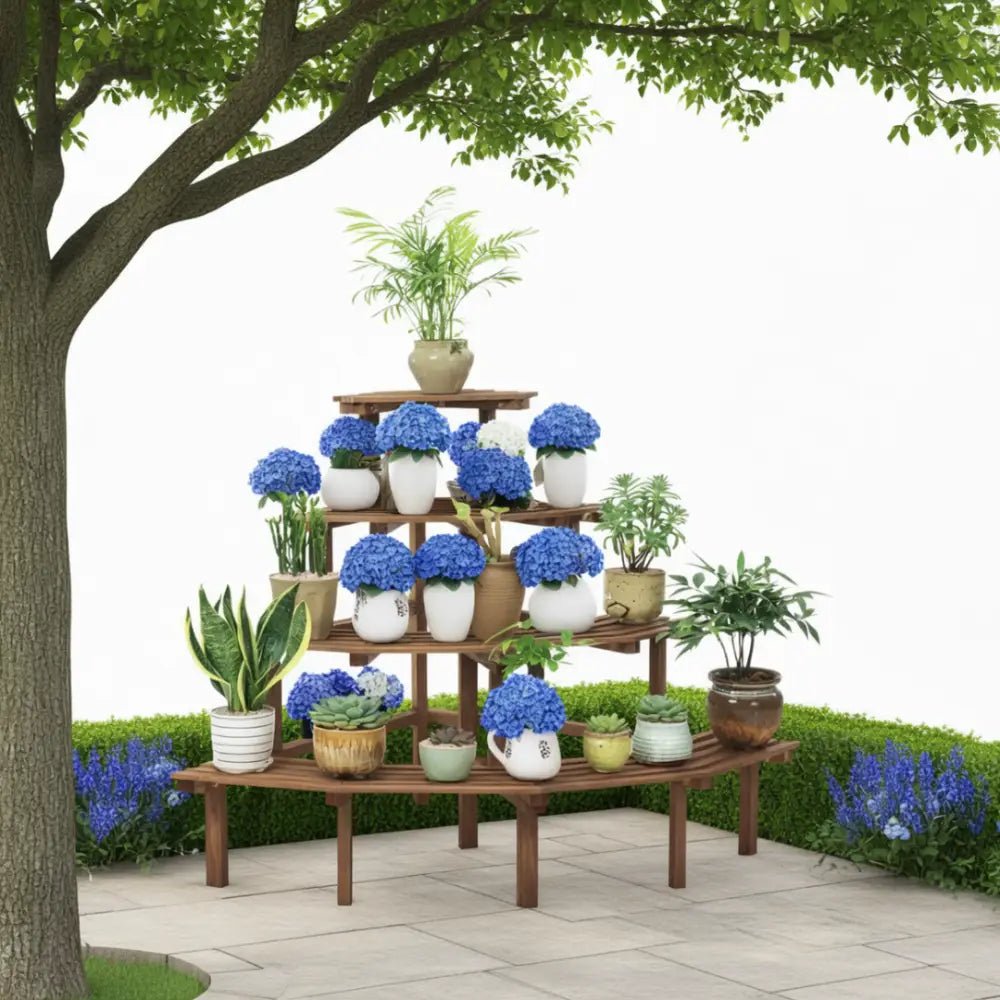 Porte plante d’angle en bois