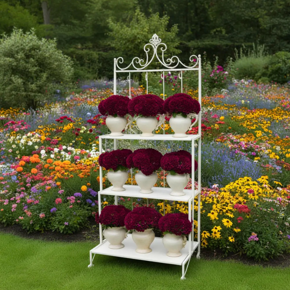 Porte plante exterieur metal - Blanc