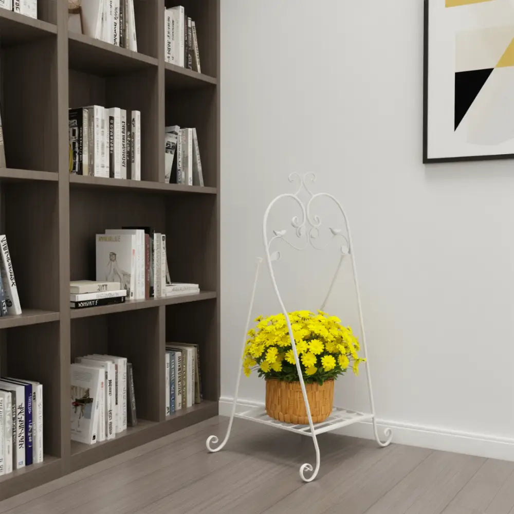 Porte plante fer forgé blanc