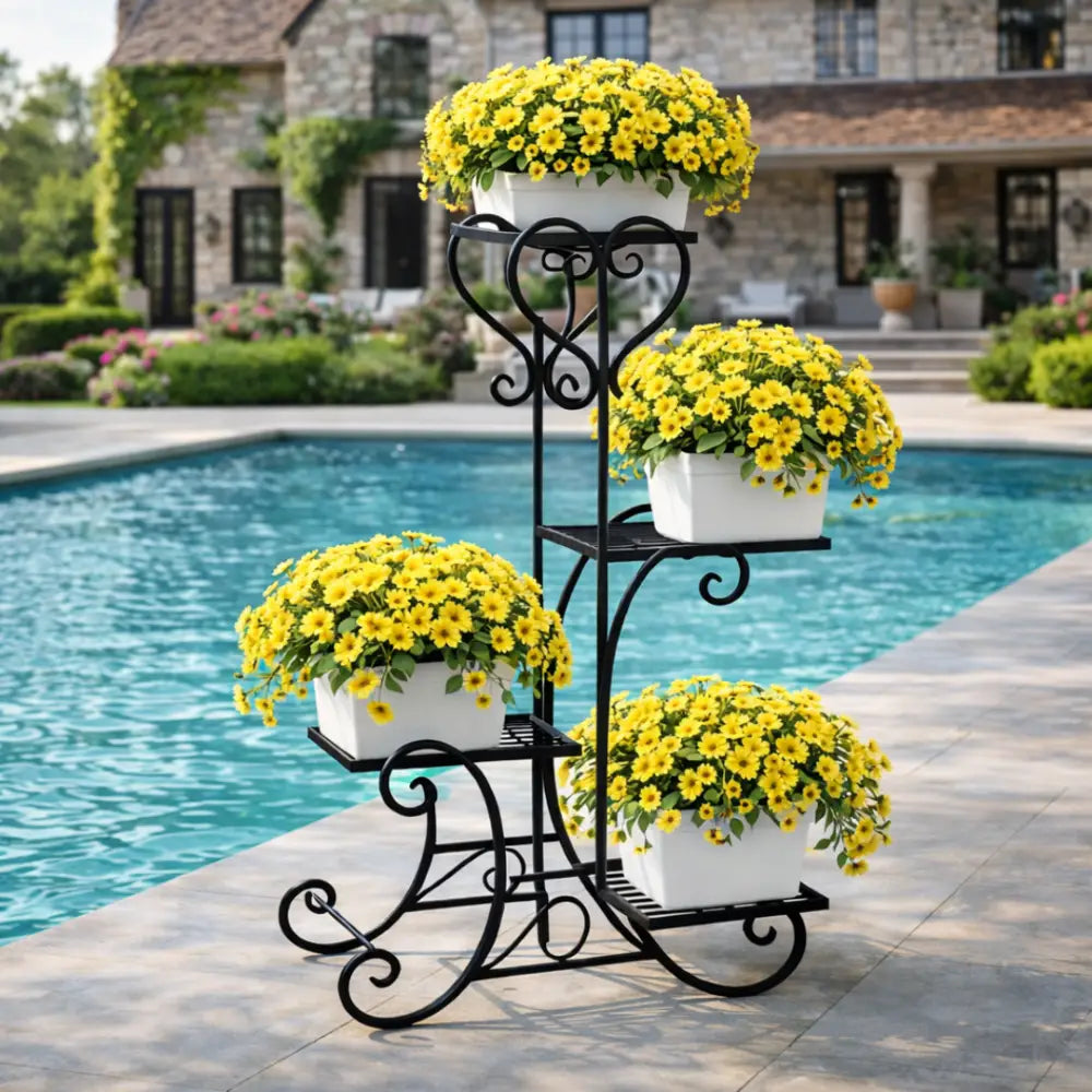 Porte plante fer forgé extérieur