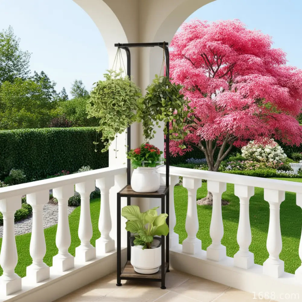 Porte plante fer forgé noir