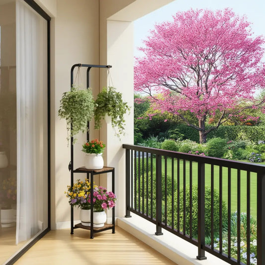 Porte plante fer forgé noir