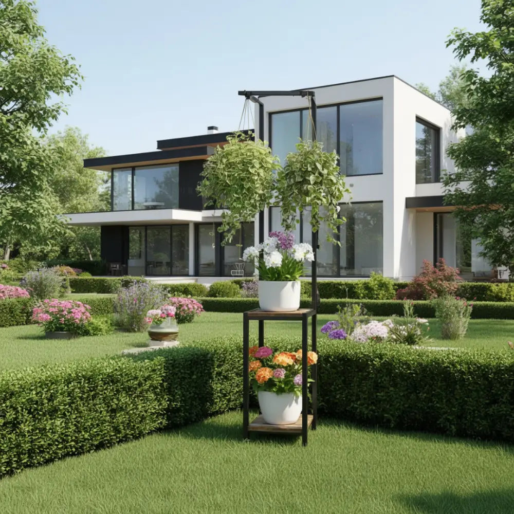 Porte plante fer forgé noir