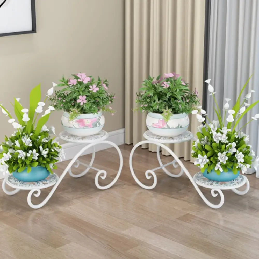Porte plante fer forgé vintage - Blanc