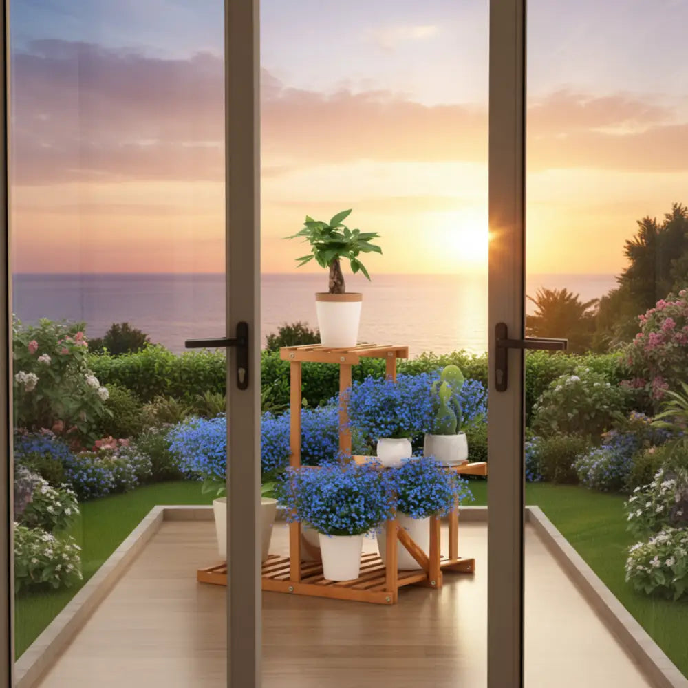 Porte plante original en bois