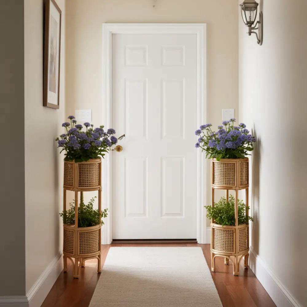 Porte plante rotin vintage