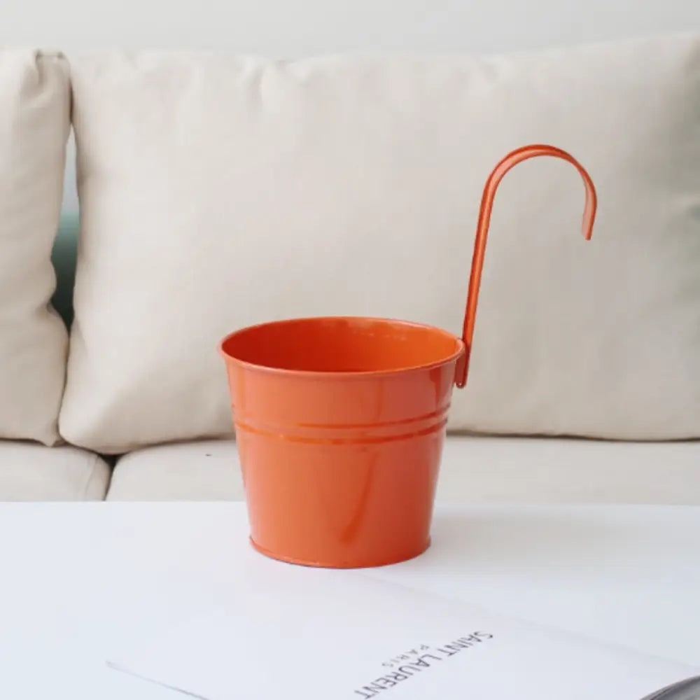 Pot de fleur à suspendre en métal - Orange