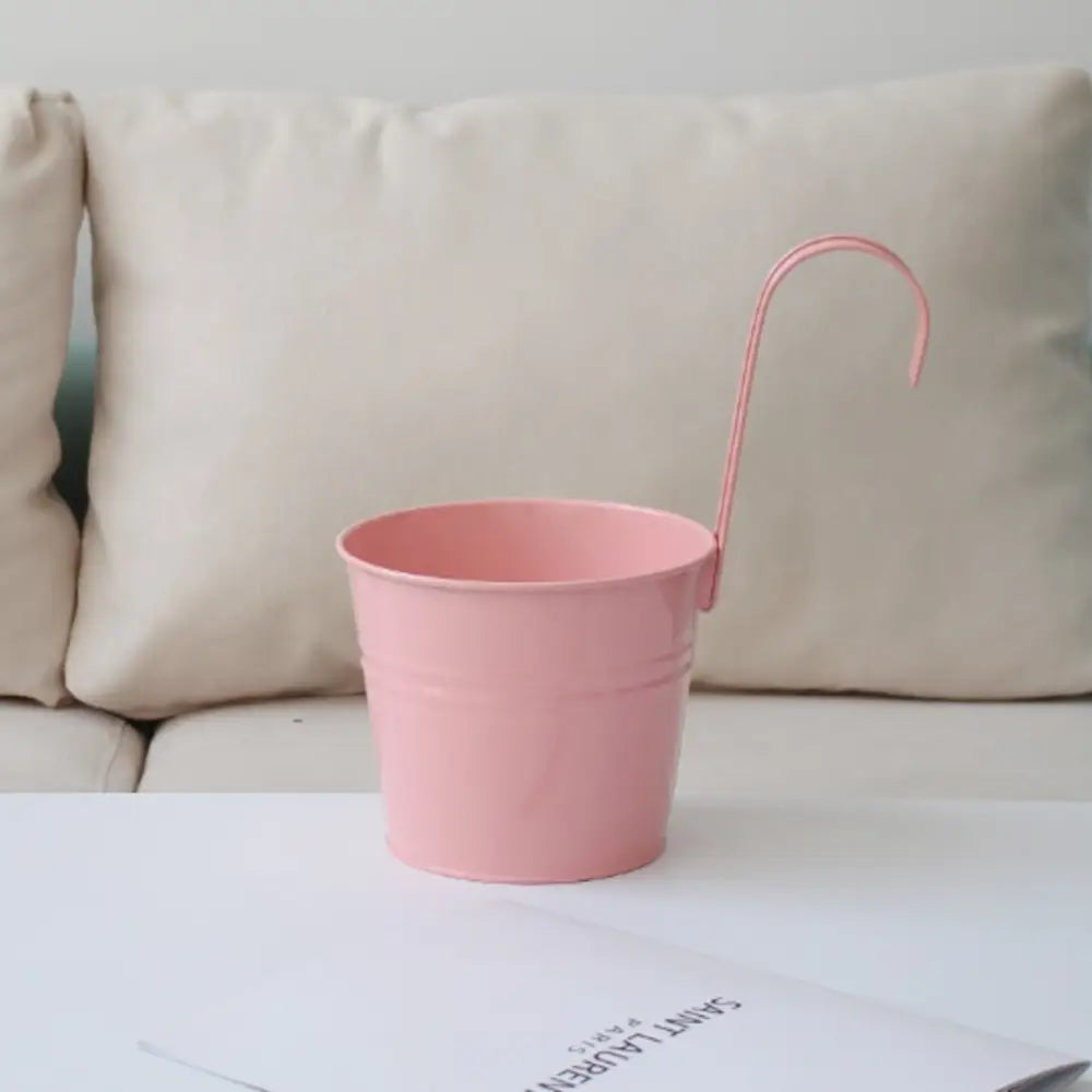 Pot de fleur à suspendre en métal - Rose clair