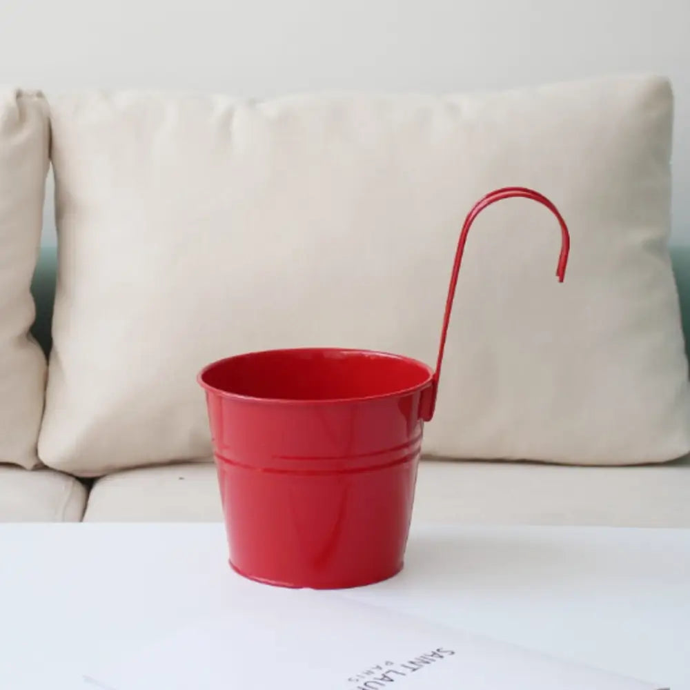 Pot de fleur à suspendre en métal - Rouge vif