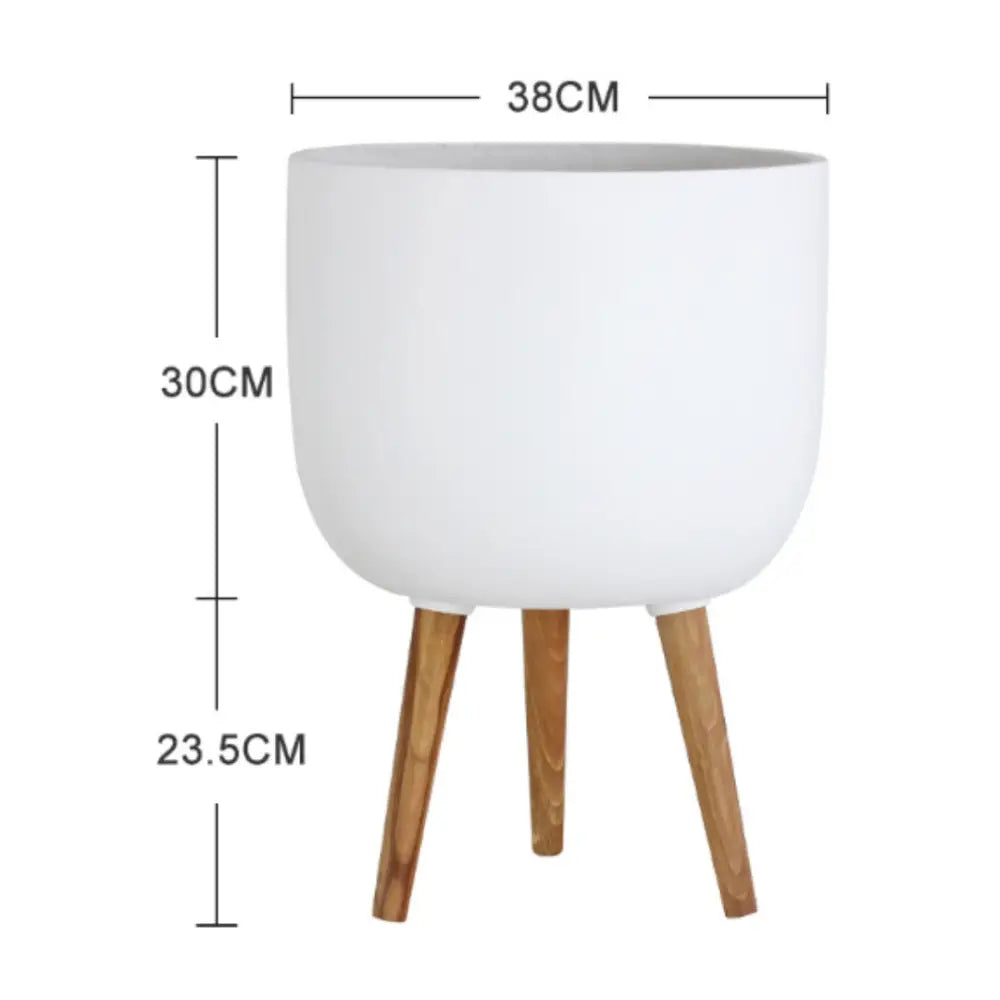 Pot de fleur avec pied en bois